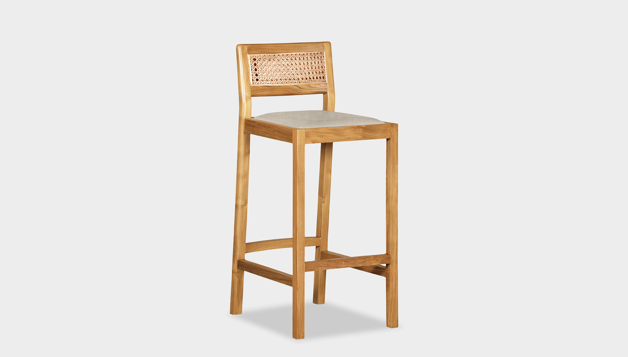 reddie-raw stool BAR 42W x 47D x 100H (75H seat) / Wood Teak~Oak / Fabric~Vienna Custard Rita Bar Stool