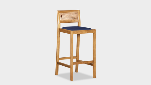 reddie-raw stool COUNTER 42W x 47D x 90 H (65H seat) / Wood Teak~Oak / Leather~Navy Rita Bar Stool