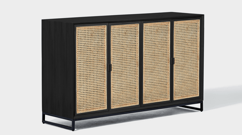 reddie-raw storage cupboard 150W x 45D x 90H *cm / Wood Teak~Black / Metal~Black NCW Rattan Buffet Storage Unit