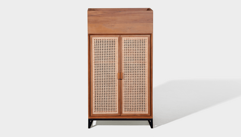 reddie-raw storage cupboard 60W x 45D x 110H *cm (with planter box) / Wood Teak~Natural / Metal~Black NCW Storage Wood Unit with and without planter