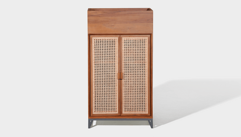 reddie-raw storage cupboard 60W x 45D x 110H *cm (with planter box) / Wood Teak~Natural / Metal~Grey NCW Storage Wood Unit with and without planter