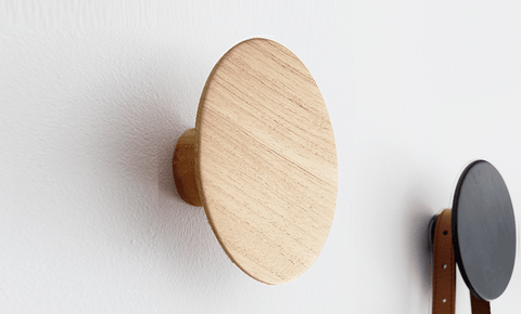 reddie-raw wall hooks 13dia x 4H *cm / Wood Teak~Oak Coin Wall Hook