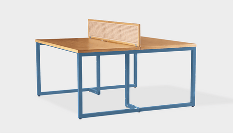 reddie-raw workstation 120W x 120D x 75H (+25H screen) *cm / Wood Veneer~Oak / Metal~Blue NCW Double Workstation Desk