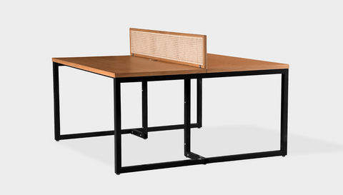 reddie-raw workstation 120W x 120D x 75H (+25H screen) *cm / Wood Veneer~Teak / Metal~Black NCW Double Workstation Desk