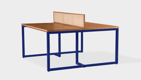 reddie-raw workstation 120W x 120D x 75H (+25H screen) *cm / Wood Veneer~Teak / Metal~Navy NCW Double Workstation Desk