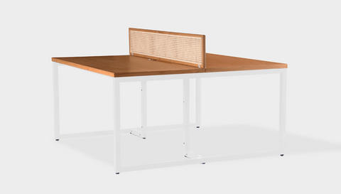 reddie-raw workstation 120W x 120D x 75H (+25H screen) *cm / Wood Veneer~Teak / Metal~White NCW Double Workstation Desk