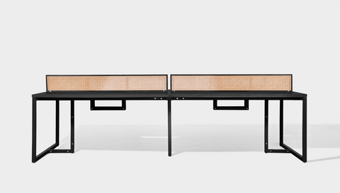 reddie-raw workstation 300W x 150D x 75H total (150W x 75D desk/seat +25H screen) *cm / Wood Teak~Black / Metal~Black NCW Workstation *pod of 4