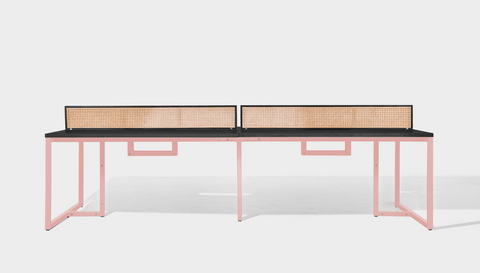 reddie-raw workstation 300W x 150D x 75H total (150W x 75D desk/seat +25H screen) *cm / Wood Teak~Black / Metal~Pink NCW Workstation *pod of 4