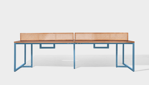 reddie-raw workstation 300W x 150D x 75H total (150W x 75D desk/seat +25H screen) *cm / Wood Teak~Natural / Metal~Blue NCW Workstation *pod of 4
