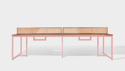 reddie-raw workstation 300W x 150D x 75H total (150W x 75D desk/seat +25H screen) *cm / Wood Teak~Natural / Metal~Pink NCW Workstation *pod of 4