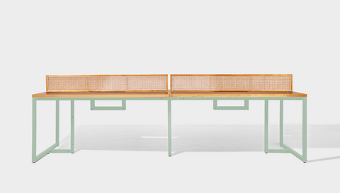 reddie-raw workstation 300W x 150D x 75H total (150W x 75D desk/seat +25H screen) *cm / Wood Teak~Oak / Metal~Mint NCW Workstation *pod of 4